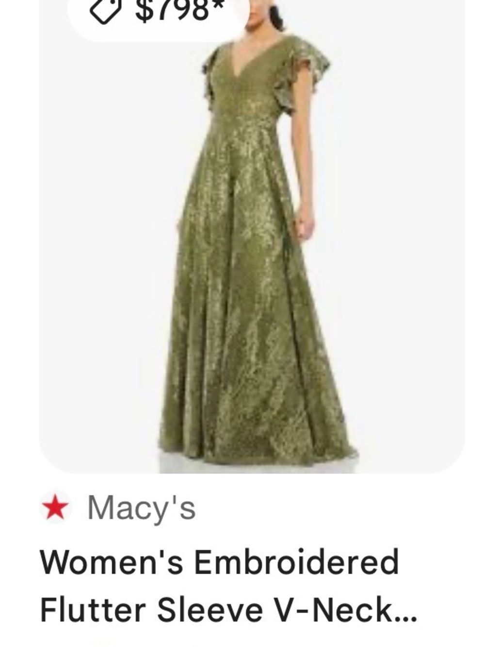 Mac Duggal Olive Green Embellished V-Neck Maxi Dress (HEMMED)